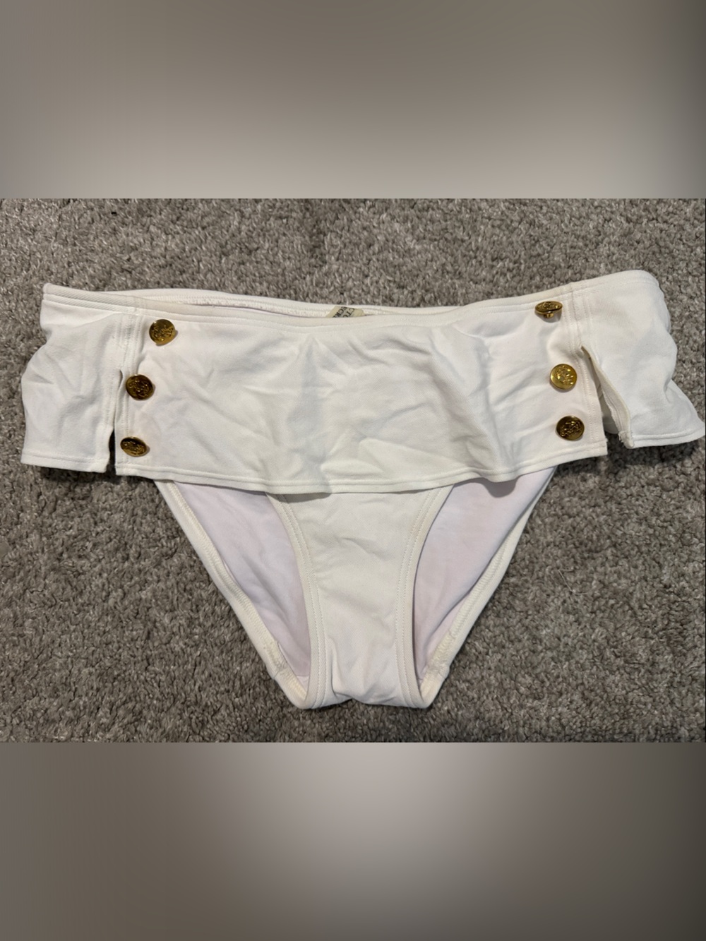 Victoria's Secret White Bikini Bottoms with Gold Buttons